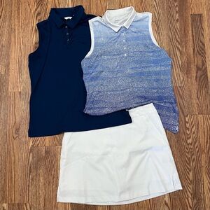 Women’s Golf Bundle, Polos, Skort, Blue White, Lady Hagen, Nike, Large, Size 12